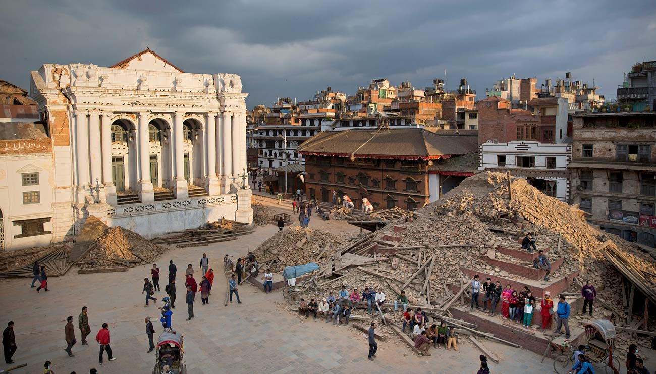 Earthquake devastation in Basantapur Durbar Square, Kathmandu